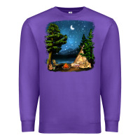 Purple Night Glamping Camp With Wine Premium Sweatshirt - BundleAndBundleShop