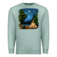 Seafoam Night Glamping Camp With Wine Premium Sweatshirt - BundleAndBundleShop
