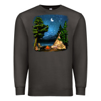 Smoke Night Glamping Camp With Wine Premium Sweatshirt - BundleAndBundleShop