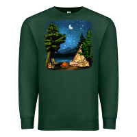 Sports Green Night Glamping Camp With Wine Premium Sweatshirt - BundleAndBundleShop