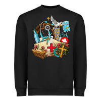 Black nurse  cross and jesus Heavyweight Sweatshirt - AdoDesignShop
