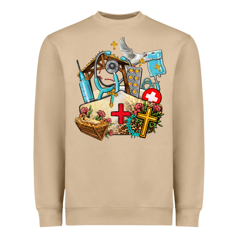 Nurse  Cross And Jesus Heavyweight Sweatshirt by AdoDesignShop | Teevron