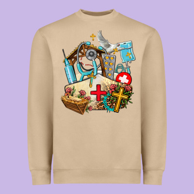 Nurse  Cross And Jesus Heavyweight Sweatshirt Designed By Adodesignshop