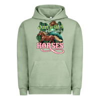Pigment Oil Green Just a girl who loves Horses Urban Hoodie - HowdyJamesFarm