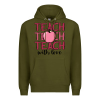 Army Green teach with love Premium Hoodie - JahusDesignShop