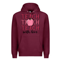 Burgundy teach with love Premium Hoodie - JahusDesignShop