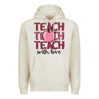 Oatmeal Heather teach with love Premium Hoodie - JahusDesignShop