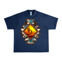 Navy cowhide leopard sunset aztec Urban Heavy Tee - JahusDesignShop