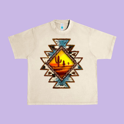 Cowhide Leopard Sunset Aztec Urban Heavy Tee Designed By Jahusdesignshop