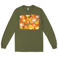 Army Green fall pumpkin background Long Sleeve Tee - AdoDesignShop