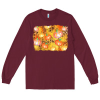Burgundy fall pumpkin background Long Sleeve Tee - AdoDesignShop