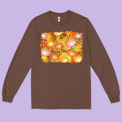 Fall Pumpkin Background Long Sleeve Tee Designed By Adodesignshop