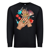 Black Western Nail Art With Nail Material Bbs Premium Sweatshirt - BundleAndBundleShop