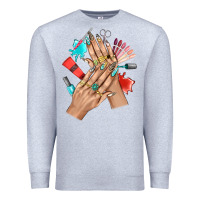 Heather Grey Western Nail Art With Nail Material Bbs Premium Sweatshirt - BundleAndBundleShop
