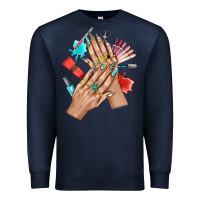 Navy Western Nail Art With Nail Material Bbs Premium Sweatshirt - BundleAndBundleShop
