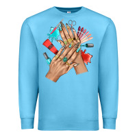 Ocean Blue Western Nail Art With Nail Material Bbs Premium Sweatshirt - BundleAndBundleShop