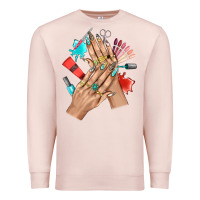 Pale Pink Western Nail Art With Nail Material Bbs Premium Sweatshirt - BundleAndBundleShop