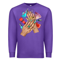 Purple Western Nail Art With Nail Material Bbs Premium Sweatshirt - BundleAndBundleShop