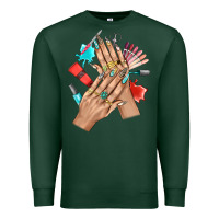 Sports Green Western Nail Art With Nail Material Bbs Premium Sweatshirt - BundleAndBundleShop