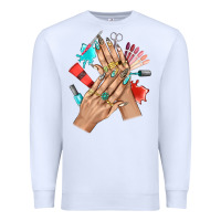 White Western Nail Art With Nail Material Bbs Premium Sweatshirt - BundleAndBundleShop