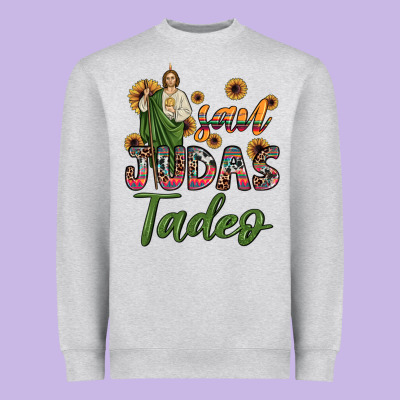 San Judas Tadeo Sunflower Heavyweight Sweatshirt Designed By Jahusdesignshop