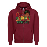 Burgundy i am black history black girl Zipper Hoodie - MaliasSmallBusiness