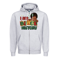 Heather Grey i am black history black girl Zipper Hoodie - MaliasSmallBusiness