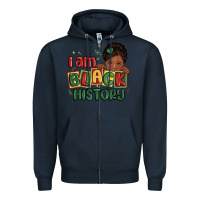 Navy i am black history black girl Zipper Hoodie - MaliasSmallBusiness