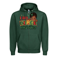 Sports Green i am black history black girl Zipper Hoodie - MaliasSmallBusiness