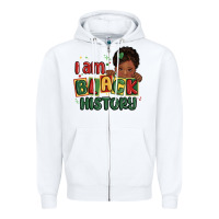 White i am black history black girl Zipper Hoodie - MaliasSmallBusiness