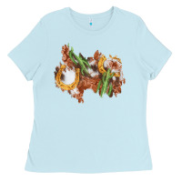Baby Blue horseshoe cowhide cactus patch Ladies Tee - AdoDesignShop