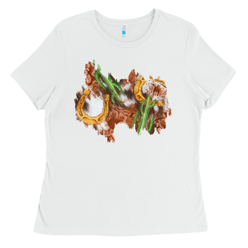 Horseshoe Cowhide Cactus Patch Ladies Tee by AdoDesignShop | Teevron