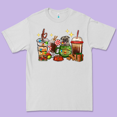 Premium Tee Christmas coffee cups with Pug