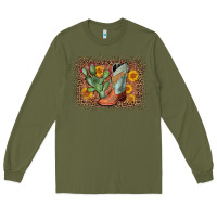 Army Green cowboy boots cactus leopard Long Sleeve Tee - AdoDesignShop