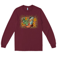 Burgundy cowboy boots cactus leopard Long Sleeve Tee - AdoDesignShop