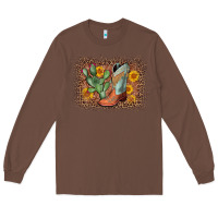 Chestnut cowboy boots cactus leopard Long Sleeve Tee - AdoDesignShop