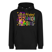 Black Happy Mardi Gras With Gnome Heavyweight Hoodie - BundleAndBundleShop