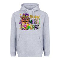 Heather Grey Happy Mardi Gras With Gnome Heavyweight Hoodie - BundleAndBundleShop