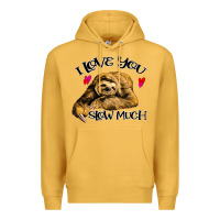 Mustard Valentine Sloth, I Love You Slow Much Premium Hoodie - Bettercallsaul