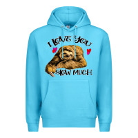 Ocean Blue Valentine Sloth, I Love You Slow Much Premium Hoodie - Bettercallsaul