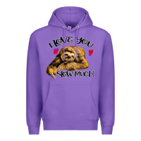 Purple Valentine Sloth, I Love You Slow Much Premium Hoodie - Bettercallsaul