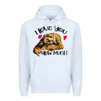 White Valentine Sloth, I Love You Slow Much Premium Hoodie - Bettercallsaul