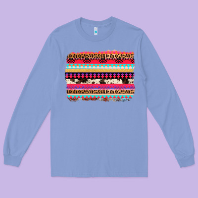 Aztec Western Leopard Cowhide Background Long Sleeve Tee Designed By Adodesignshop