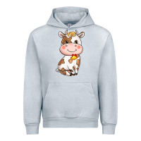 Heather Grey Cartoon Cow Urban Hoodie - HowdyJamesFarm