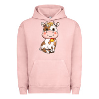 Pigment Salmon Cartoon Cow Urban Hoodie - HowdyJamesFarm