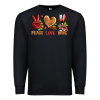 Black Peace Love Wine Premium Sweatshirt - BundleAndBundleShop