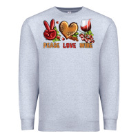 Heather Grey Peace Love Wine Premium Sweatshirt - BundleAndBundleShop