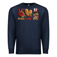 Navy Peace Love Wine Premium Sweatshirt - BundleAndBundleShop