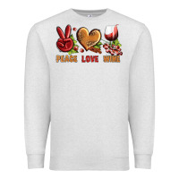 Oatmeal Heather Peace Love Wine Premium Sweatshirt - BundleAndBundleShop