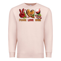 Pale Pink Peace Love Wine Premium Sweatshirt - BundleAndBundleShop